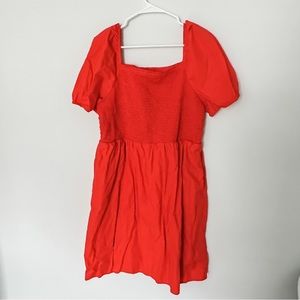 LOFT Rouched Puffer Sleeve Dress